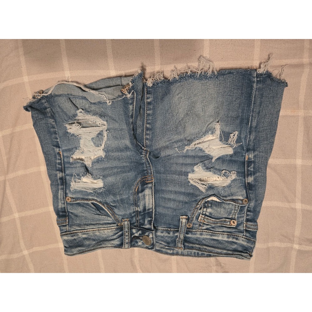 American Eagle Next Level Stretch Distressed Denim Cutoff Shorts Size 4 Blue